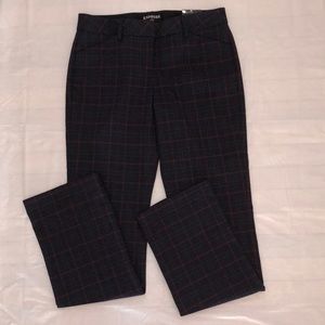 Express Navy Blue and Red Plaid Trouser Pants